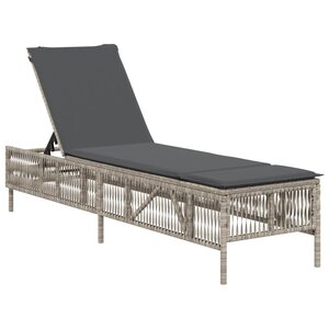 vidaXL Chaise longue avec coussin gris clair résine tressée