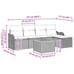 Canapé de Jardin vidaXL 6 Pièces avec Coussins Noir Rotin