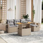 vidaXL Salon de jardin avec coussins 6 Pièces beige résine tressée