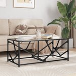 vidaXL Table basse avec dessus en verre noir 98 5x50x41 cm acier