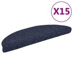 vidaXL Tapis d'escalier auto-adhésif Poinçon aiguilleté 15 Pièces Bleu