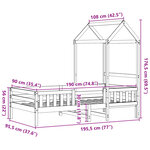 vidaXL Cadre de lit avec toit blanc 90x190 cm bois massif de pin
