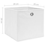 vidaXL Boîtes de rangement 4 Pièces Tissu intissé 28x28x28 cm Blanc