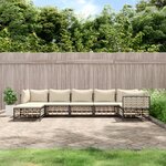 vidaXL Salon de jardin 7 Pièces avec coussins anthracite résine tressée
