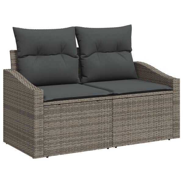 vidaXL Ensemble de Canapé de Jardin de 8 Pièces avec Coussins en Rattan Gris