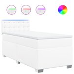 vidaXL Sommier à lattes de lit avec matelas Blanc 90x200 cm Similicuir