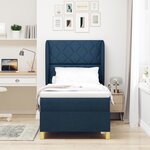vidaXL Lit à ressort avec matelas en bleu - 100x200 cm  Tissu