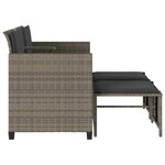vidaXL Canapé de jardin 2 places avec table et tabourets gris rotin