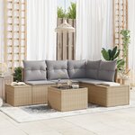 vidaXL Ensemble de canapé jardin 5 pièces avec coussins Noir Poly Rotin