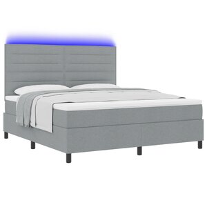 vidaXL Lit à Ressorts avec Matelas & LED Gris Clair 180x200 cm Tissu