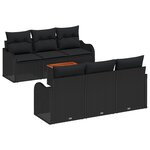 vidaXL Ensemble de Canapés de Jardin 7 Pièces avec Coussins Rotin Noir