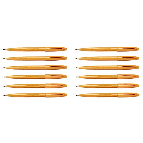 Stylo feutre sign pen s520-y pointe moyenne ocre x 12 pentel arts