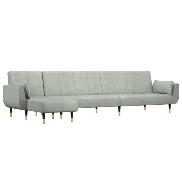 vidaXL Canapé-lit en forme de L gris clair 275x140x70 cm velours