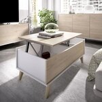 Ensemble meuble TV table basse buffet - Mélaminé - Style scandinave - chêne et blanc