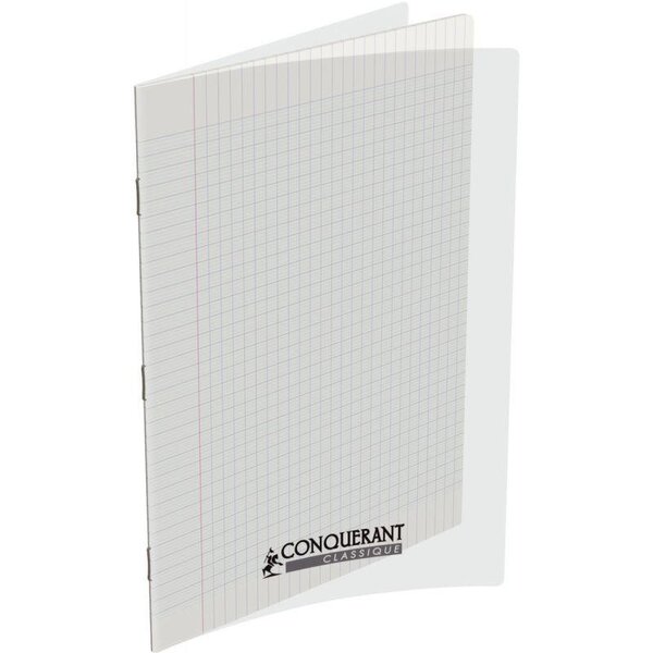 Cahier 140 pages seyès 90 g  couverture polypropylène incolore  format 21 x 29 7 cm CONQUERANT