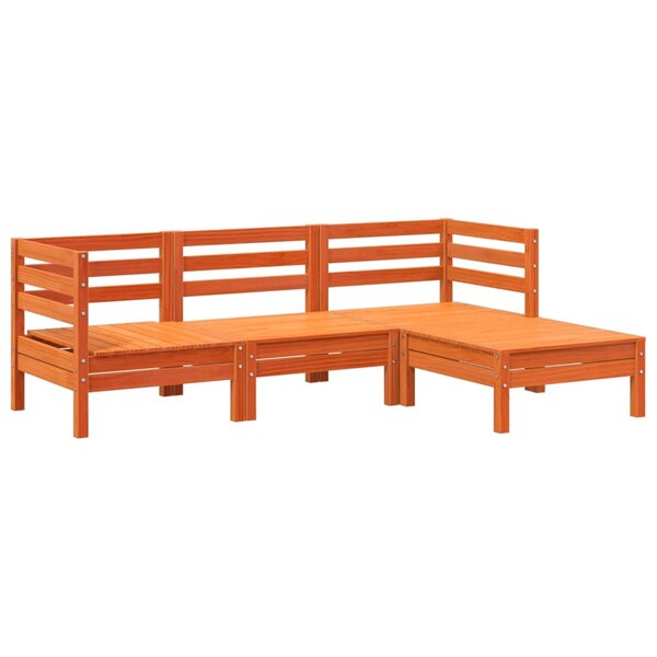 vidaXL Canapé de jardin 3 places repose-pied cire marron bois massif