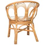 vidaXL Chaise à manger avec coussin marron clair Rotin naturel et lin