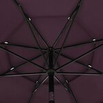 vidaXL Parasol de jardin à 3 niveaux mât en aluminium rouge bordeaux