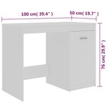 vidaXL Bureau Blanc 100x50x76 cm Bois d'ingénierie