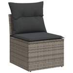 vidaXL Salon de jardin avec coussins 7 Pièces gris résine tressée