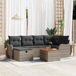 vidaXL Ensemble de canapé de jardin 7 pièces avec coussins gris en poly rattan