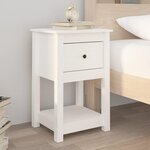 vidaXL Table de chevet Blanc 40x35x61 5 cm Bois de pin massif
