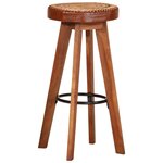vidaXL Tabourets de bar 2 Pièces Cuir véritable et bois d'acacia solide