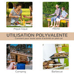 Table basse pliable de jardin camping plateau à lattes dim. 58L x 58l x 40H cm sac transport inclus bois sapin pré-huilé