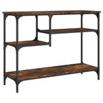 vidaXL Table console avec étagères chêne fumé 100x35x75 cm