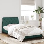 vidaXL Cadre de lit avec lumières LED vert foncé 100x200 cm velours