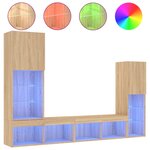 vidaXL Unités murales TV avec LED 4 Pièces chêne sonoma bois d'ingénierie