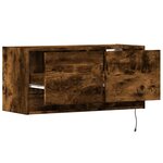 vidaXL Meuble TV mural avec lumières LED chêne fumé 80x31x35 cm