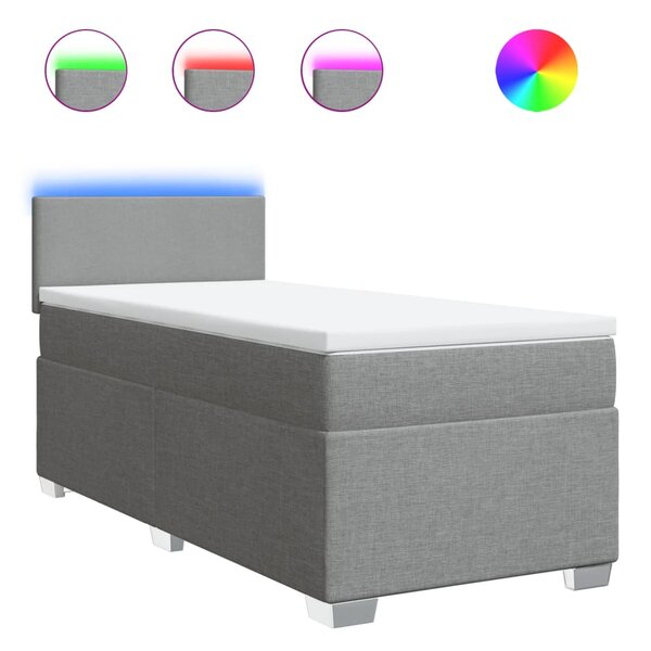 vidaXL Sommier à lattes de lit avec matelas gris clair 80x200 cm tissu