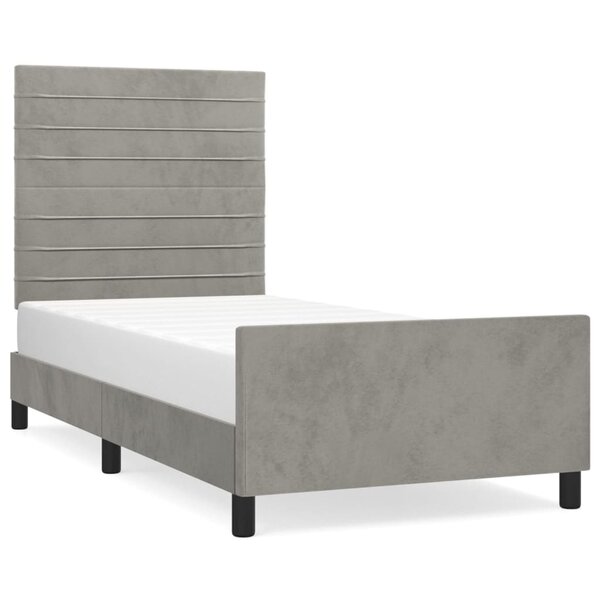 vidaXL Cadre de lit avec tête de lit Gris clair 90x190 cm Velours