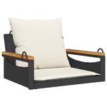 vidaXL Balancelle avec coussins noir 63x62x40 cm résine tressée