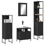 vidaXL Ensemble de meubles salle de bain 4 Pièces noir bois d'ingénierie