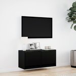 vidaXL Meuble TV mural avec lumières LED noir 80x31x35 cm