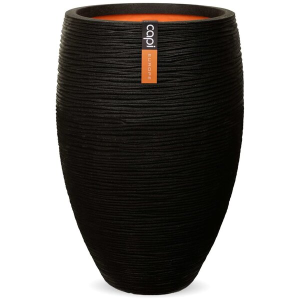 Capi Pot à fleurs Nature Rib Élégant Deluxe 40 x 60 cm Noir KBLR1131