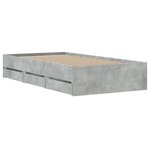 vidaXL Cadre de lit avec tiroirs sans matelas gris béton 90x200 cm
