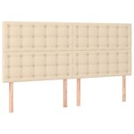 vidaXL Sommier à lattes de lit avec matelas Crème 200x200 cm Tissu