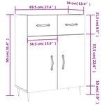 vidaXL Buffet gris béton 69 5x34x90 cm bois d'ingénierie