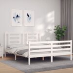 vidaXL Cadre de lit avec tête de lit blanc 160x200 cm bois massif