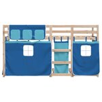 vidaXL Lit superposé avec rideaux bleu 75x190 cm bois pin massif