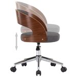 vidaXL Chaises pivotantes à manger lot de 2 gris bois courbé et tissu