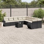 vidaXL Salon de jardin 11 Pièces avec coussins noir résine tressée