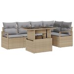 Set de canapés de jardin 6 pièces avec coussins en rotin poly beige