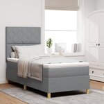 vidaXL Lit à Sommier avec Matelas Gris Clair 90x200 cm Tissu
