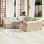 vidaXL Salon de jardin avec coussins 13 Pièces beige résine tressée