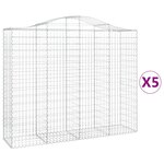 vidaXL Paniers à gabions arqués 5 Pièces 200x50x160/180 cm Fer galvanisé
