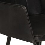 vidaXL Chaise à oreilles avec repose-pied Noir Cuir véritable